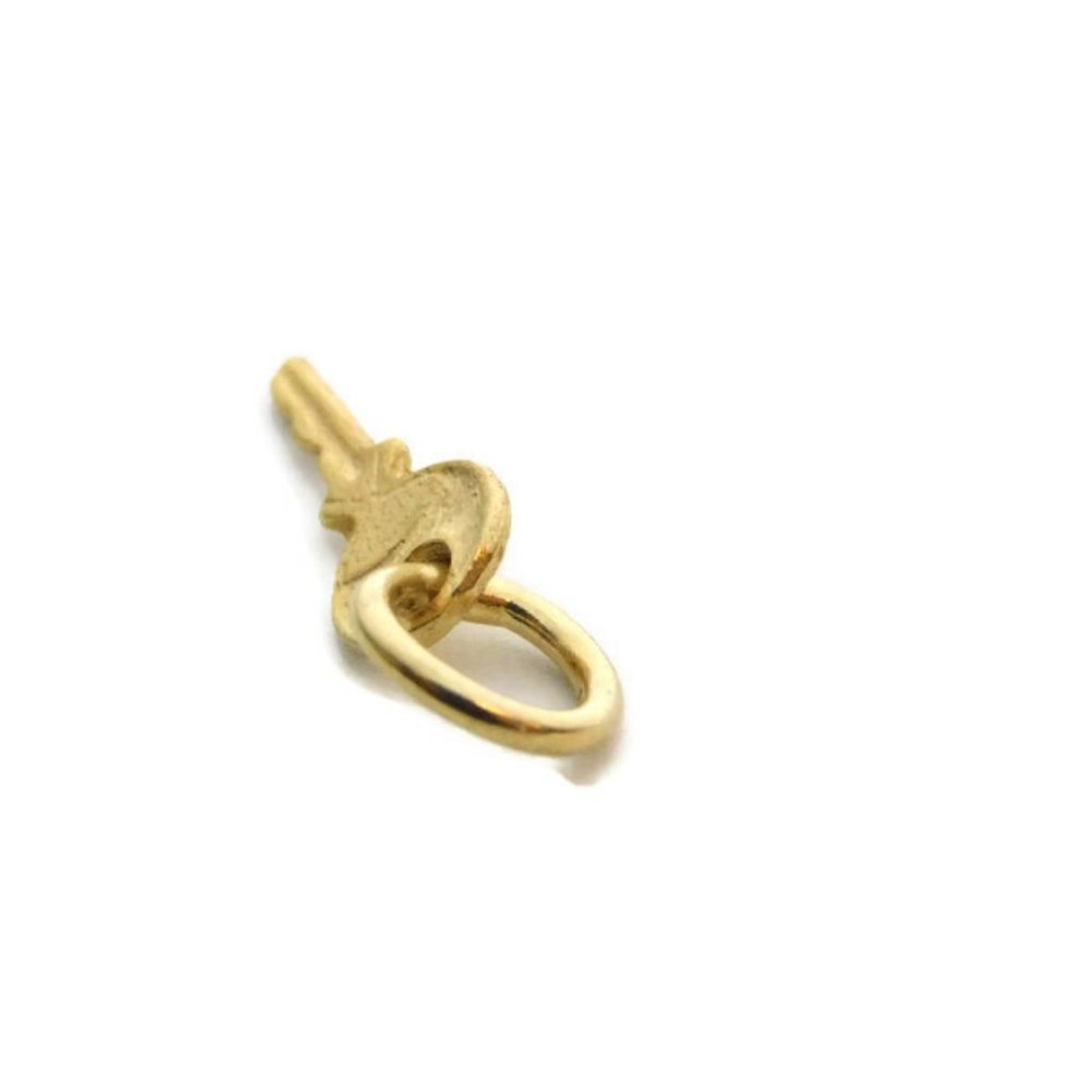 Key 14k Yellow Gold solid Charm pendant - Picture 3 of 4